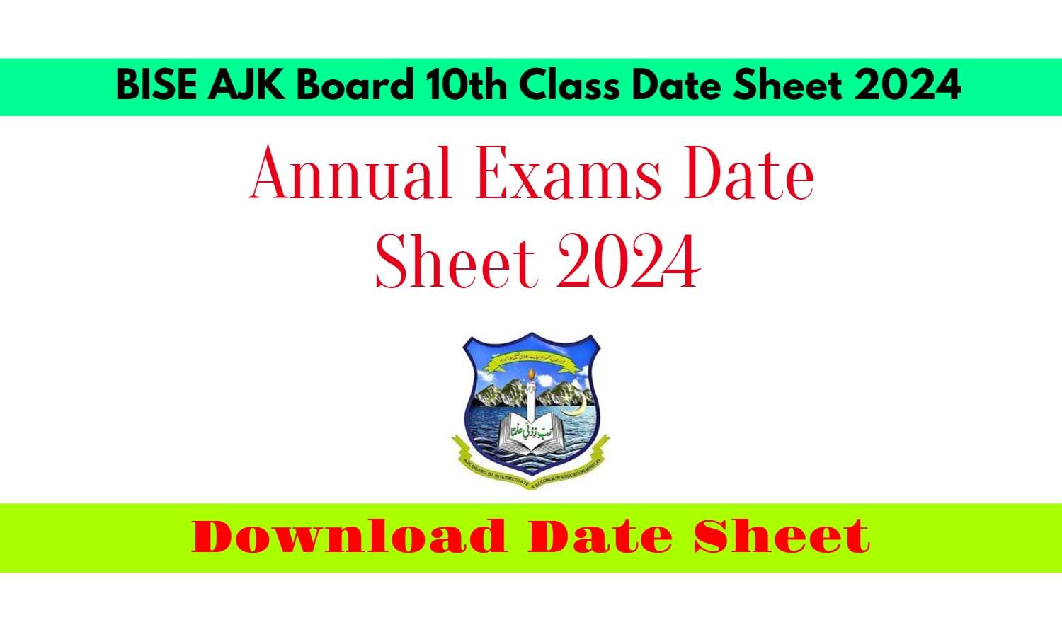 BISE AJK Board 10th Class Date Sheet 2024